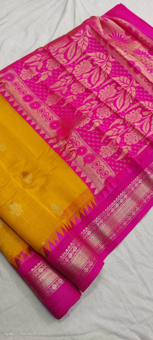 Gadwal Pure Sico Rich Pallu with blouse Power loom - GadwalHandloom