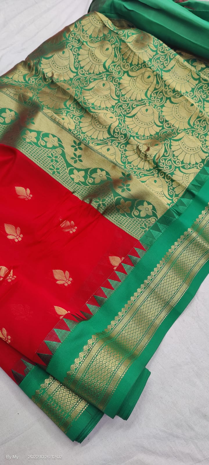 Gadwal Pure Sico Rich Pallu with blouse Power loom - GadwalHandloom