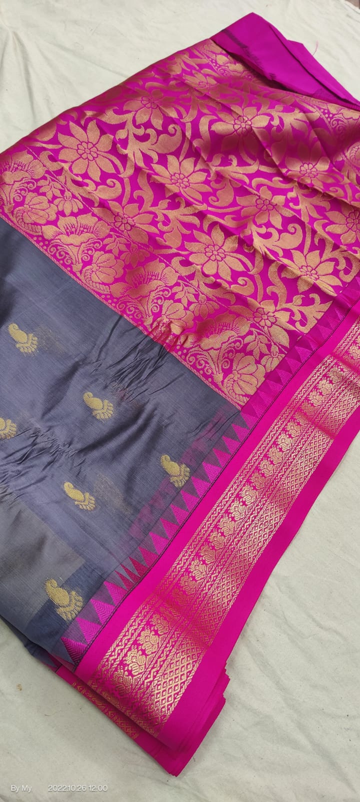 Gadwal Pure Sico Rich Pallu with blouse Power loom - GadwalHandloom