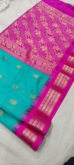 Gadwal Pure Sico Rich Pallu with blouse Power loom - GadwalHandloom