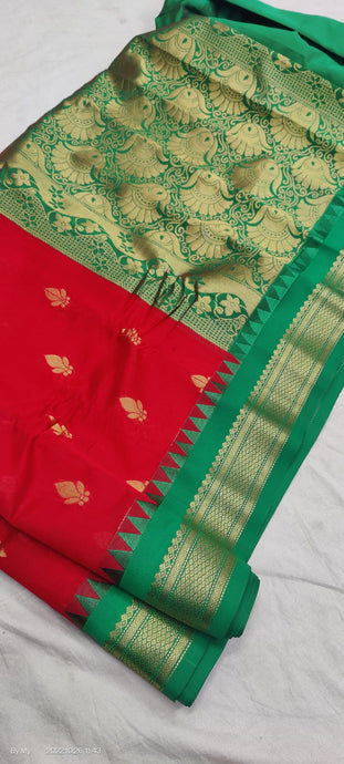 Gadwal Pure Sico Rich Pallu with blouse Power loom - GadwalHandloom