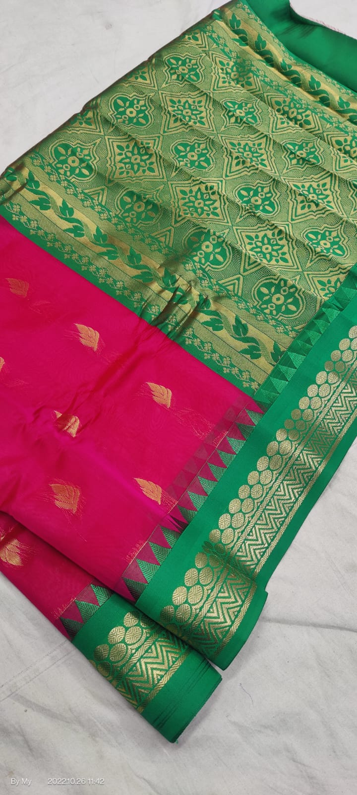 Gadwal Pure Sico Rich Pallu with blouse Power loom - GadwalHandloom