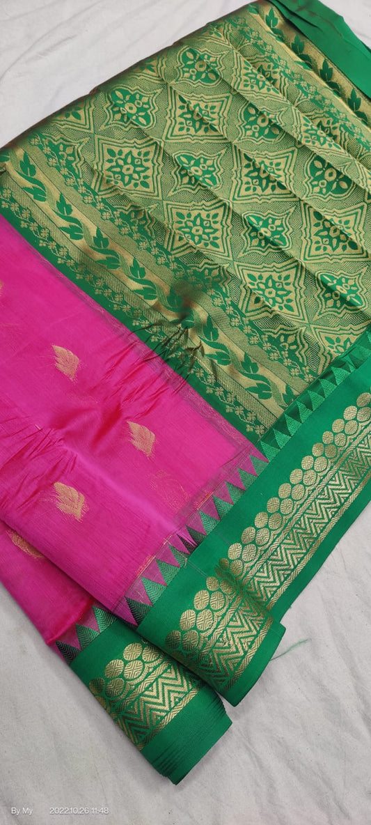 Gadwal Pure Sico Rich Pallu with blouse Power loom - GadwalHandloom