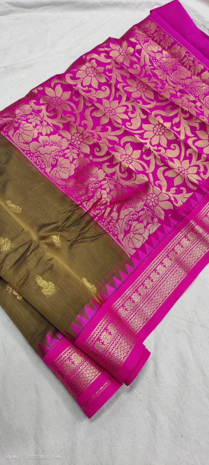 Gadwal Pure Sico Rich Pallu with blouse Power loom - GadwalHandloom