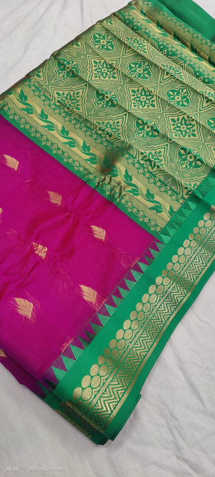 Gadwal Pure Sico Rich Pallu with blouse Power loom - GadwalHandloom