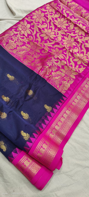 Gadwal Pure Sico Rich Pallu with blouse Power loom - GadwalHandloom