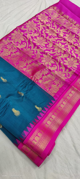 Gadwal Pure Sico Rich Pallu with blouse Power loom - GadwalHandloom
